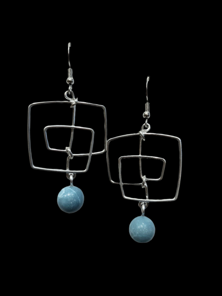 Handcrafted Aluminum Wire Earrings with Bead