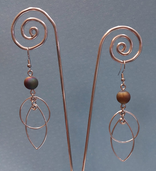 Handcrafted Aluminum Wire Earrings with Bead