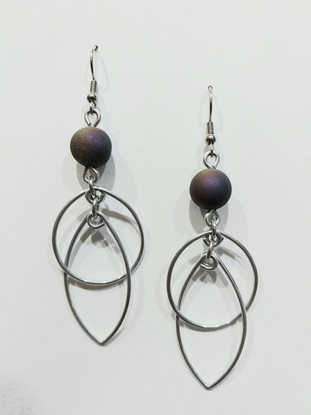 Handcrafted Aluminum Wire Earrings with Bead