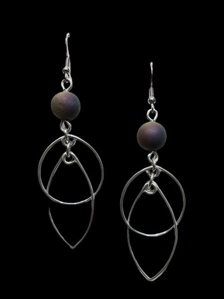 Handcrafted Aluminum Wire Earrings with Bead
