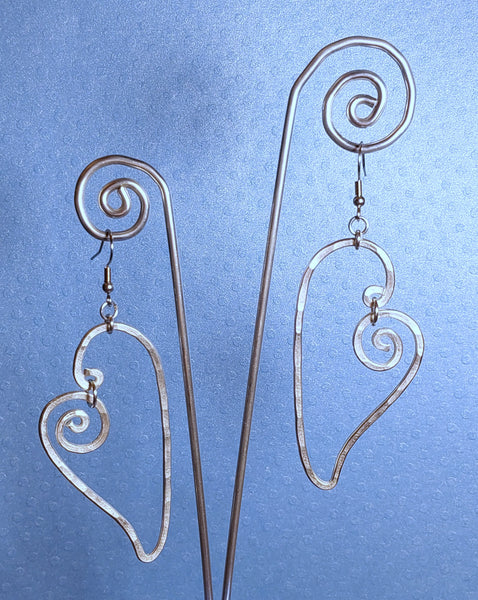 Handcrafted Hammered Aluminum Large Heart Earrings