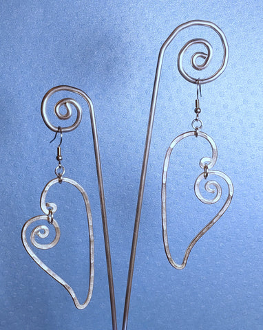 Handcrafted Hammered Aluminum Large Heart Earrings