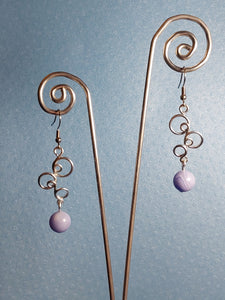 Handcrafted Aluminum Wire Earrings with Blue Lace Agate Beads