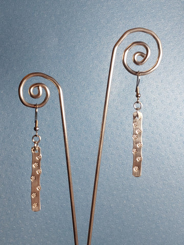 Handcrafted Hammered Aluminum Bar Earrings