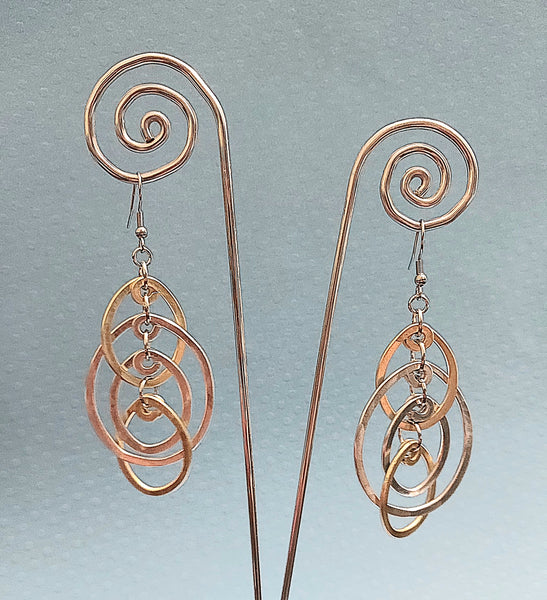 Handcrafted Hammered Gold and Silver Aluminum Earrings