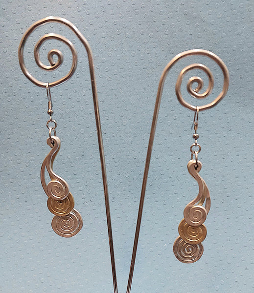 Handcrafted Hammered Gold and Silver Aluminum Earrings