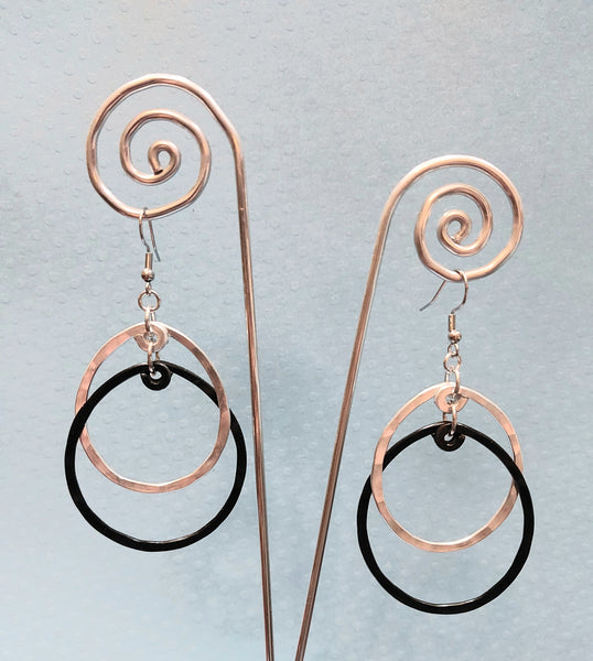 Handcrafted Hammered Black Aluminum Earrings