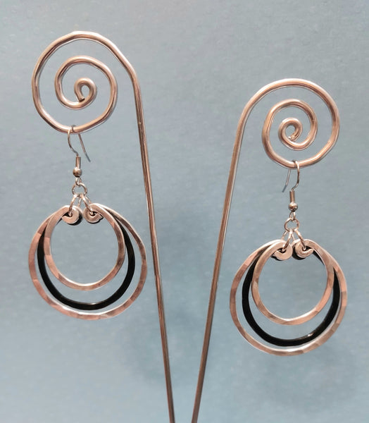 Handcrafted Hammered Black Aluminum Earrings