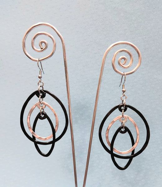 Handcrafted Hammered Black Aluminum Earrings