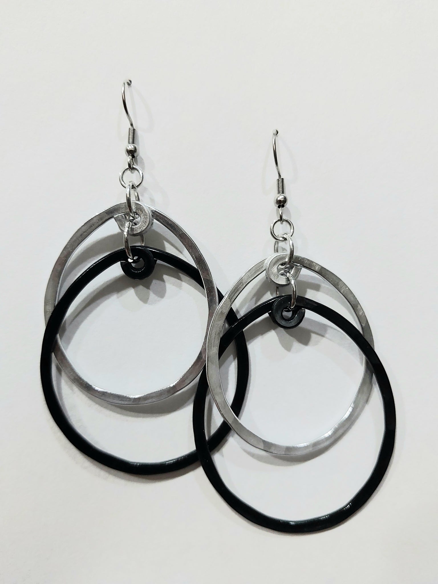 Handcrafted Hammered Black Aluminum Earrings