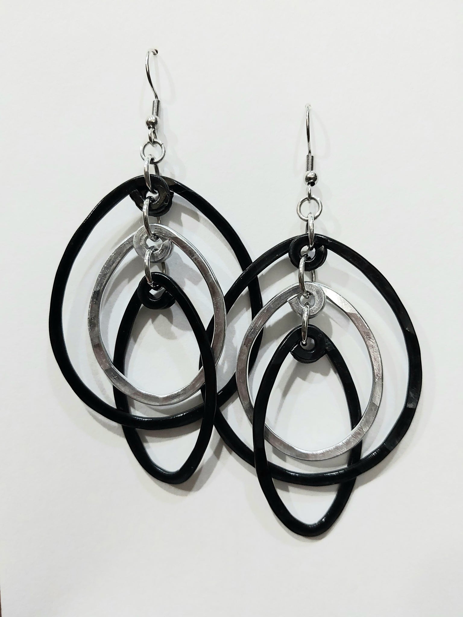 Handcrafted Hammered Black Aluminum Earrings