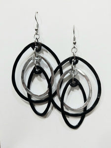 Handcrafted Hammered Black Aluminum Earrings