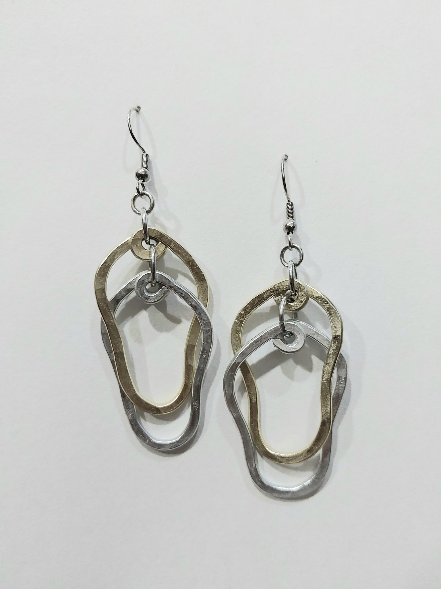 Handcrafted Hammered Gold and Silver Aluminum Earrings