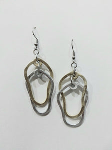 Handcrafted Hammered Gold and Silver Aluminum Earrings