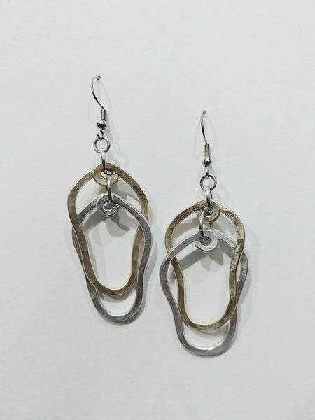 Handcrafted Hammered Gold and Silver Aluminum Earrings