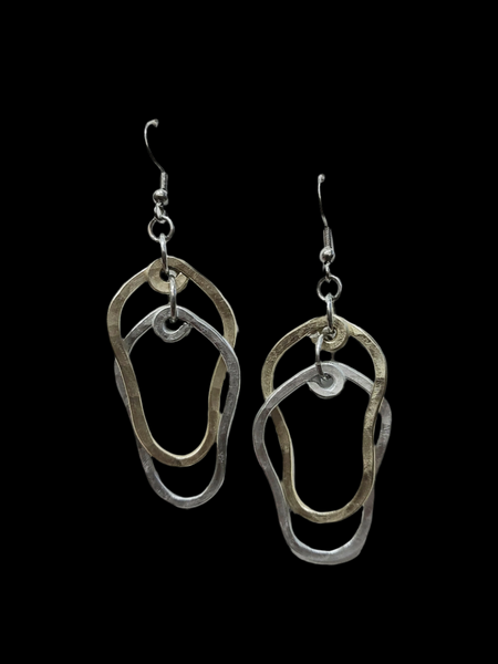 Handcrafted Hammered Gold and Silver Aluminum Earrings