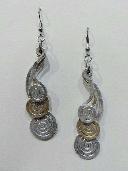 Handcrafted Hammered Gold and Silver Aluminum Earrings