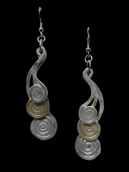 Handcrafted Hammered Gold and Silver Aluminum Earrings