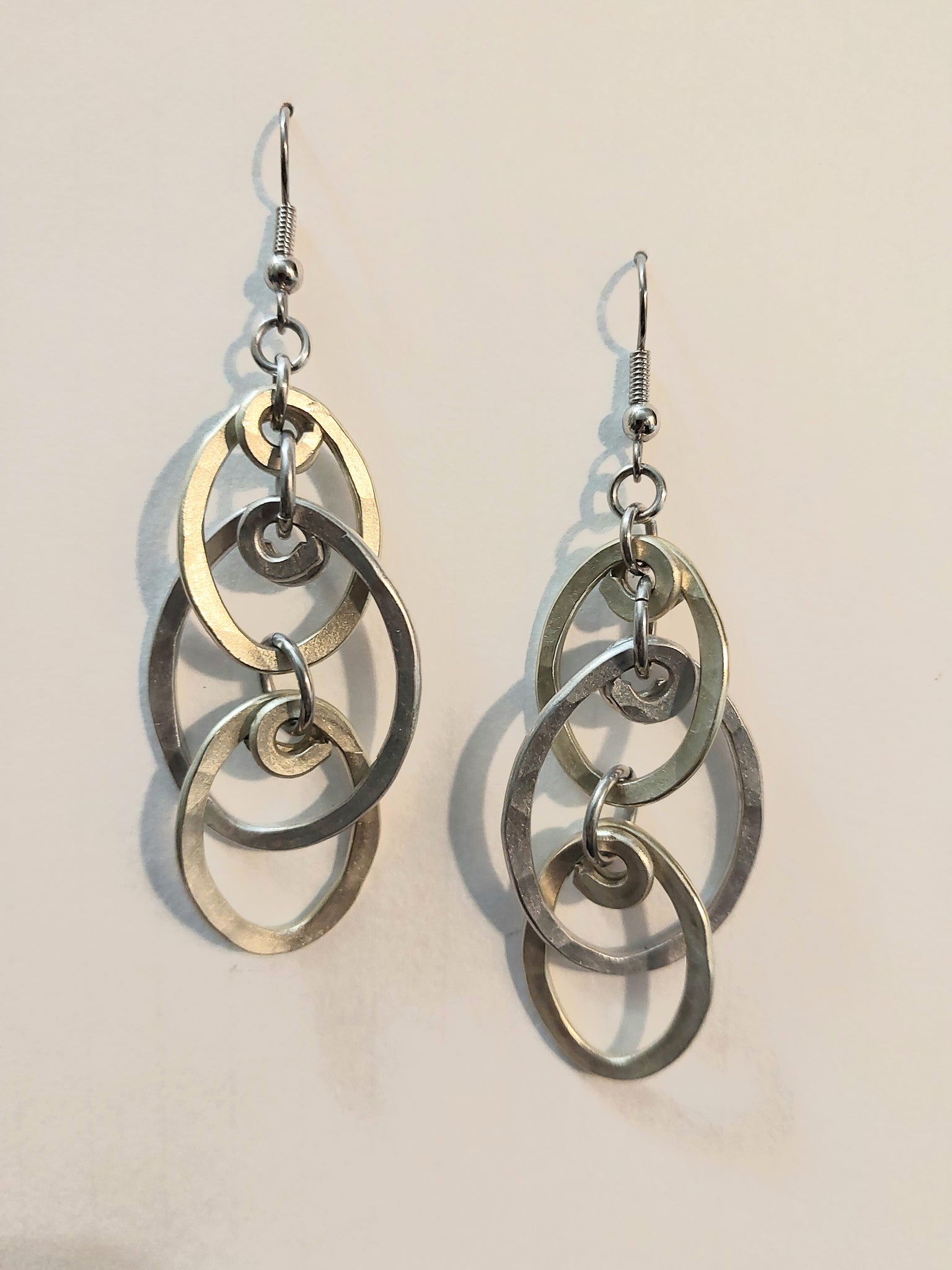 Handcrafted Hammered Gold and Silver Aluminum Earrings