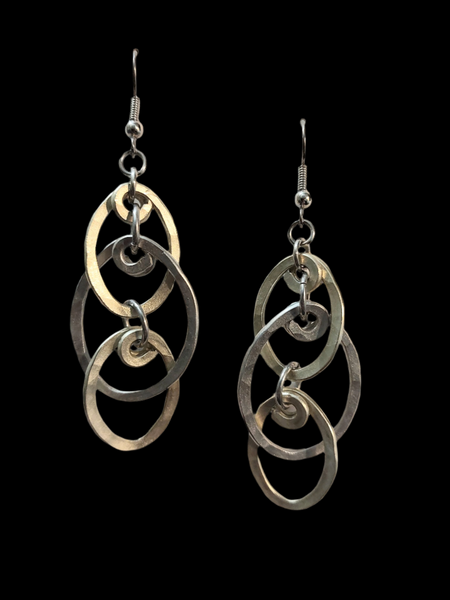 Handcrafted Hammered Gold and Silver Aluminum Earrings