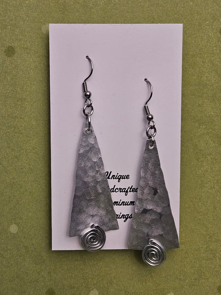 Handcrafted Holiday Earrings-Silver Aluminum Trees on Surgical Steel Ear Wires