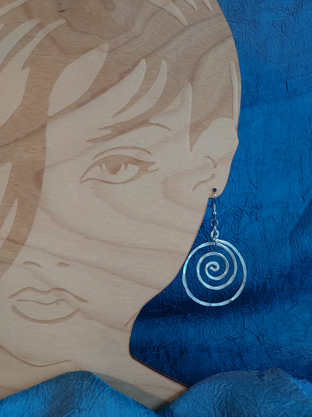 Handmade Hammered Gold Aluminum Swirl Earrings on Surgical Steel Ear wires