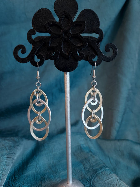 Handmade Hammered Two Tone Aluminum Earrings on Surgical Steel Ear wires