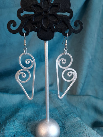 Handmade Hammered Aluminum Heart Earrings on Surgical Steel Ear wires