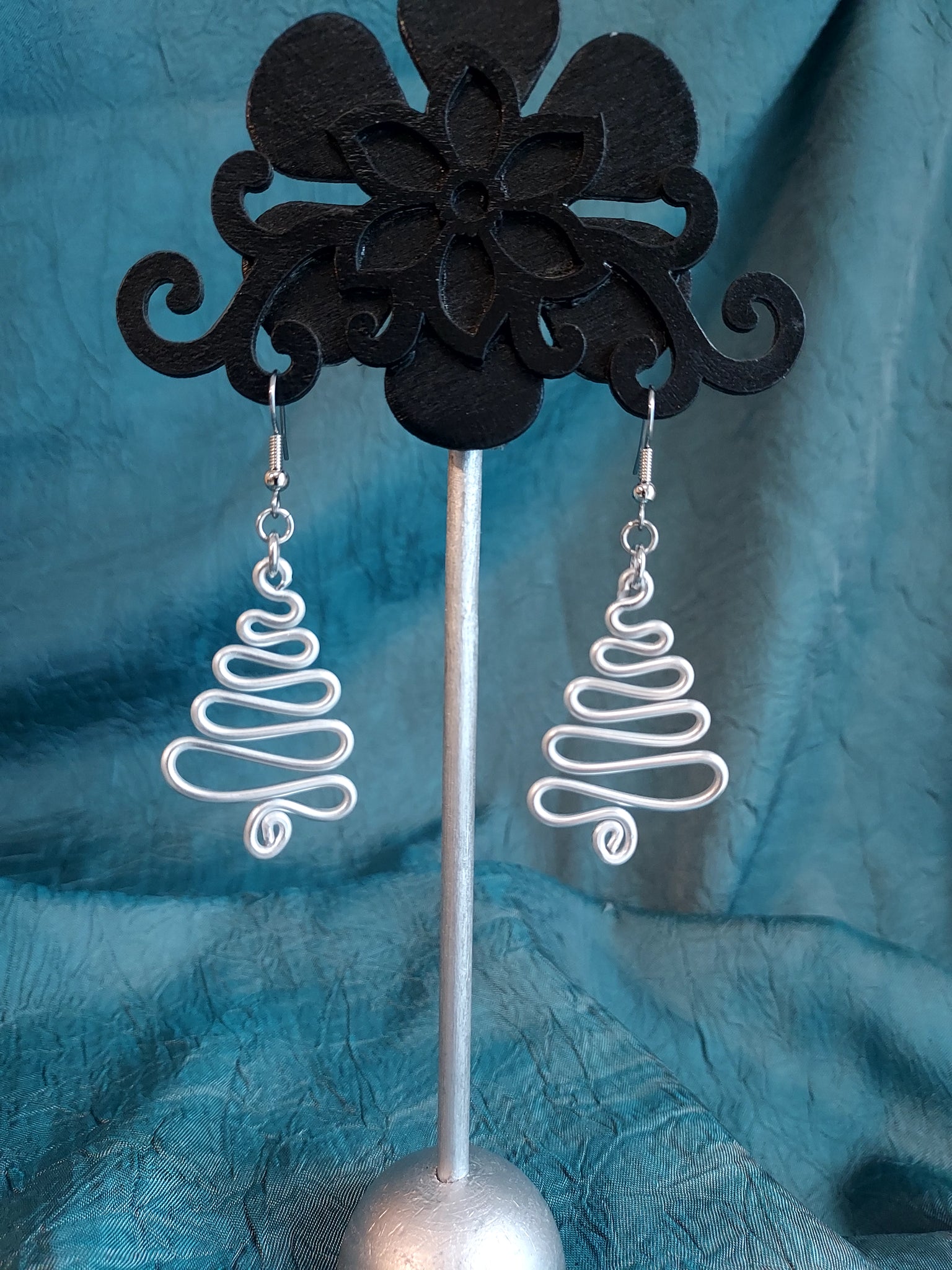 Handmade Holiday Tree Aluminum Earrings on Surgical Steel Ear Wires